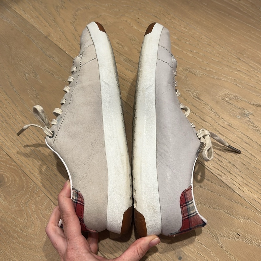 Cole Haan Tennis Fashion Sneaker Leather Plaid Lace Up Mens 8.5 Grandpro Gray - Picture 9 of 11